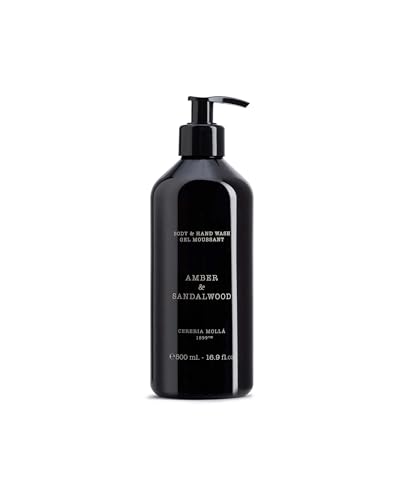 Garden Center Shop | Cerería Mollá 1899 | Jabón corporal Amber & Sandalwood 500 mL | Hidratante y aromático | Limpieza suave con aroma cálido | Diseño elegante