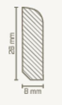 Listwa osłonowa z litego drewna 8 x 28 x 2000 mm, lite drewno, biała, do klejenia, klipsów, wkręcania i gwoździ, listwa przypodłogowa firmy PROVISTON 50 metrów | 25 sztuk