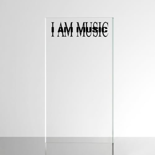Image of Sticker for Glass & Mirrors| Minimal Vinyl Decal for Bedroom Bathroom & Cafe | Self-Adhesive Waterproof Quote Aesthetic Mirror Sticker | No Mirror Included (I Am Music, Large, Matt Black)
