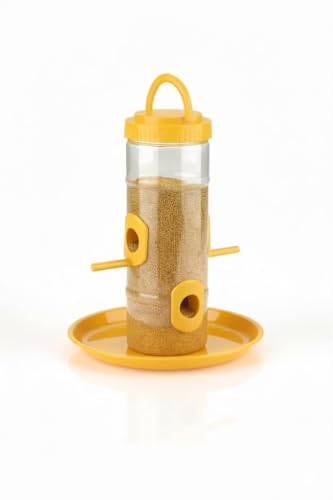 Image of Hanging Bird Feeder 1000g Weatherproof Seed Feeder, Yellow, Pack of 1