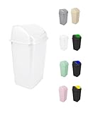 Jardin202 - Cubo de Basura con Tapadera Basculante - 30/50 Litros - Ideal para Hogar y Oficina | 30 L (Blanco)