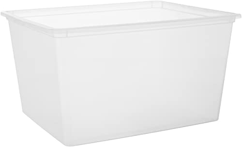 Image of IRIS USA 4-Pack Storage Bins with Lids, 25 Quart, Clear Stackable Containers Box Organize Shoes Closet Shelves Clothes Blankets Towels - BPA-Free Plastic