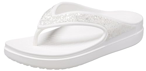 Crocs Sloane - Chanclas de cuña adornadas | Sandalias para mujer, blanco con brillo, 41-42 EU