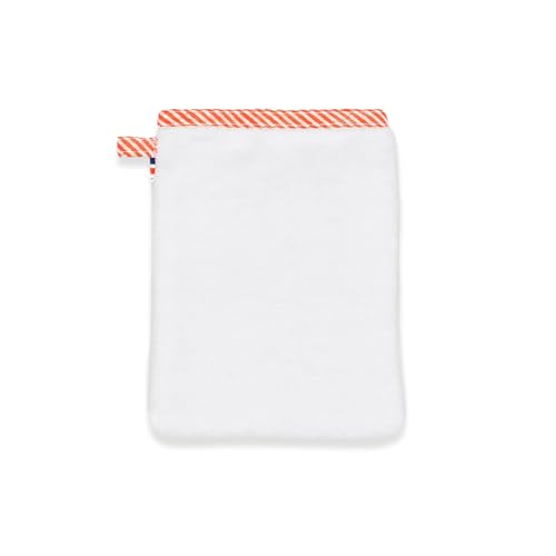 PAPATE Gant de Toilette Bébé en Coton Bio Blanc – Éponge Douce et Naturelle – Fabriqué en France – Respectueux de la Peau Délicate de Bébé