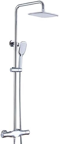 NGDFGR Matte Black Rainfall Shower Faucet Set Thermostatic Shower Mixer Shower Multifunctional Bathroom Faucet Easy To Install,Matte Black,Matte Black,Chrome