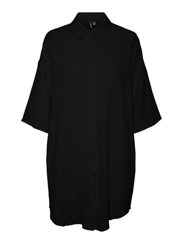 VERO Moda Damen Vmnatali 3/4 Long Overshirt Noos, Schwarz, XS