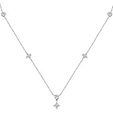 JL LITTLE FOREST Moissanite Choker Necklace, D-E Color Lab Lab Created Diamond Pendant, 925 Sterling Silver Adjustable Chain with 14K White Gold Plated, Jewelry Gift