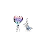 Vurotry 2Pcs Happy Birthday Balloon Pendant Birthday Fashion Love Heart Charm Balloon Butterfly Dangle Pendant for Women Jewelry (Chroma)