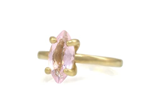 Bague en quartz rose personnalisable au design marquise haut de gamme