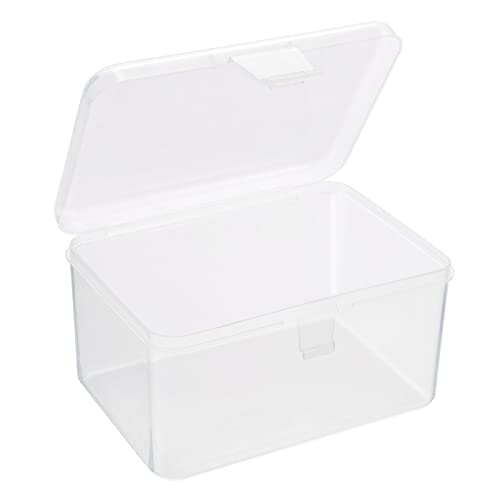 Image of PATIKIL Clear Storage Container with Hinged Lid 120x85x65mm, 4 Pack Plastic Rectangular Box for Beads Art Craft
