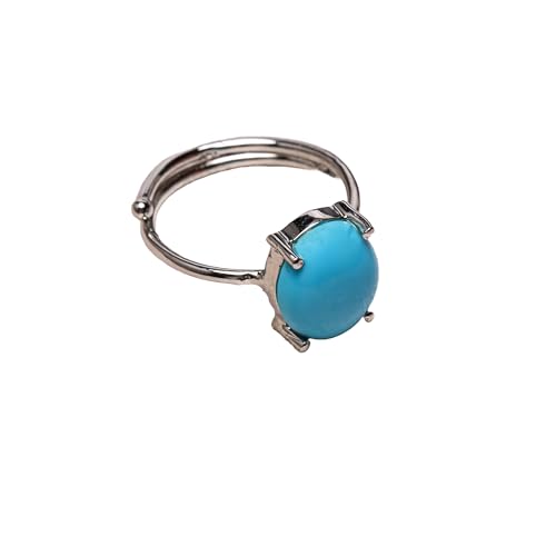 Bague en argent sterling 925 avec turquoise ovale ajustable pour homme et femme