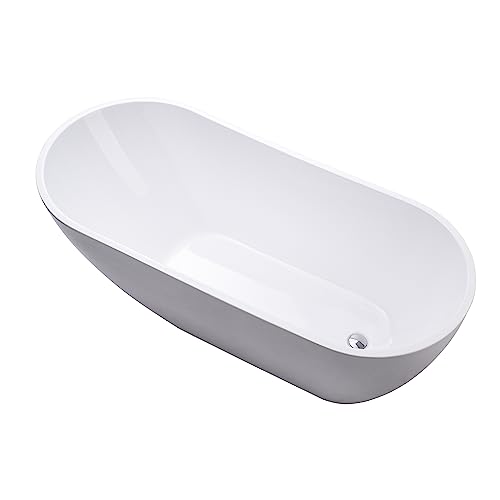 Vanity Art 67 X 32 Inches Freestanding White Acrylic Bathtub Modern Stand Alone Soaking Tub With Upc Certified Slotted Overflow And Pop-Up Drain Va6522-L #TOP3