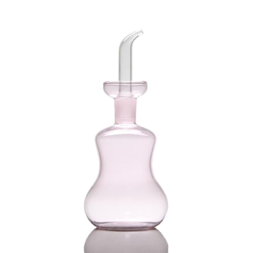 BYWXW Sellado Dispensador de Aceite de Vidrio,Boquilla en Forma de Embudo,Rellenable Cristal Aceitera para Cocinar Oliva Aromatizadora Botella(Size:250ML,Color:Rosa)