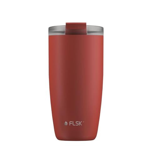 FLSK CUP Edelstahl Mehrwegbecher für unterwegs (350 ml, 500 ml) - 3 h heiß, auslaufsicher, inkl. plastikfreier Tubebox und Mikrofaser-Buddy, ideal für Reisen, Büro oder Auffüllen im Café