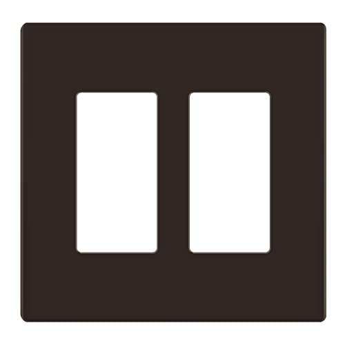 Image of LIDER Decorator Switch Cover, Screwless Wall Plate, Mid-Size 2-Gang 4.88 inch x 4.92 inch, LSWP-32M-BR, UL Listed, Thermoplastic, Matte Brown, 1-Pack