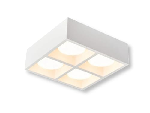 UNIVERSO GS-C38-4 PLAFONIERA IN GESSO VERNICIABILE DA SOFFITTO QUADRATA 4 LAMPADE GX53 10 W INCLUSE SWITCH CCT PER SELEZIONE LUCE 3000K/4000K/6500K