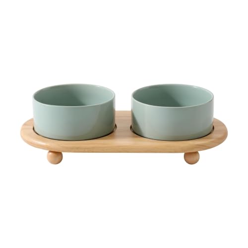 Havniva Raised Cat Bowl, 6.1” Elevated Ceramic Cat Food and Water Bowl Set