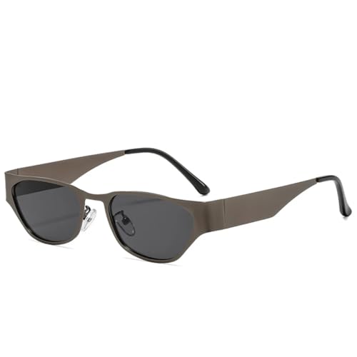 Lunettes de soleil œil de chat monture métallique fine anti-UV pour femme et homme