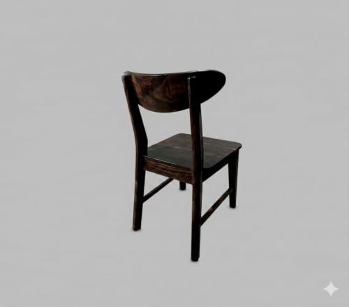 Image of Solid Sheesham Wood Dining Chair | Wooden Back Cut Dining Chair Set of 4 | Chairs for Dining Room | Study Room | Office | Finish Color - Walnut Finish |