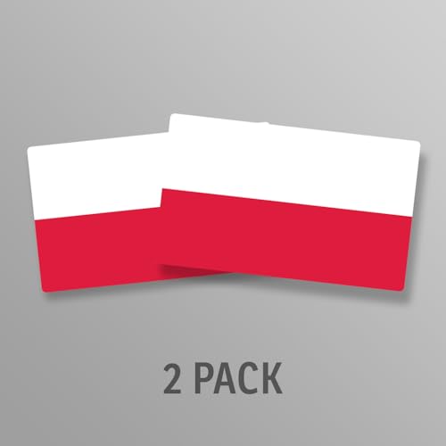 Image of World Country Flag Decal Stickers - Two Pack - for Cars Windows Bumpers Laptops Tablets Tumblers Cups Walls (Poland)