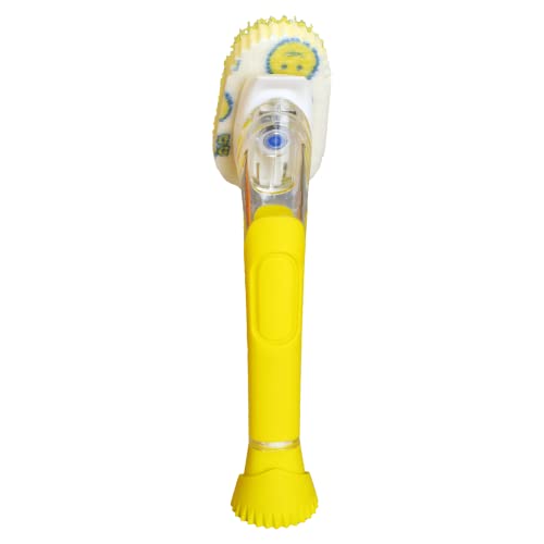 Image of Scrub Daddy Dish Wand, Soap Dispensing Dish Brush, Texture Changing Washing Up Sponge with Liquid Handle, Built-in Scraper & Detachable Scrubbing Head, Drip Stand, Yellow