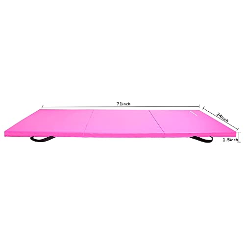 Balancefrom 1.5" Thick Three Fold Folding Exercise Mat With Carrying Handles For Mma, Gymnastics And Home Gym Protective Flooring (Pink) #TOP7
