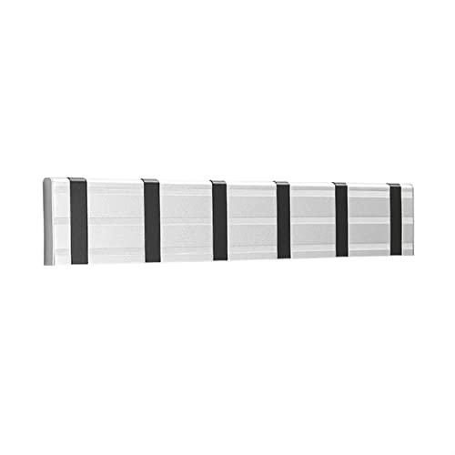 Perchero de pared con ganchos de metal plegables para porche, diseño de riel guía oculto y fácil instalación