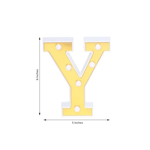 Image of Efavormart 6 inch Gold Marquee Letter Y, Mirror Front Warm White LED Light Up 3D Sign, Battery Operated 72H Glow for Wedding Party & Wall Decor