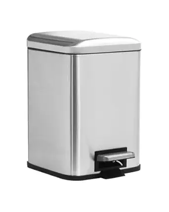 Bathroom Trash Can with Lid, 6 Liter / 1.6 Gallon Stainless Steel Trash Bin, Small Garbage Can with Removable Inner Bucket, Perfect Square Step Bin for Kitchen, Bathroom, Office, Bedroom