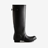 HUNTER Women's Original Back Adjustable Rain Boots - Matt Black - 9