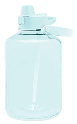 Image of Simple Modern Half Gallon 64 oz Water Bottle with Push Button Silicone Straw Lid & Motivational Measurement Marker | Large Reusable Tritan Plastic Water Jug | Summit Collection | Seaside
