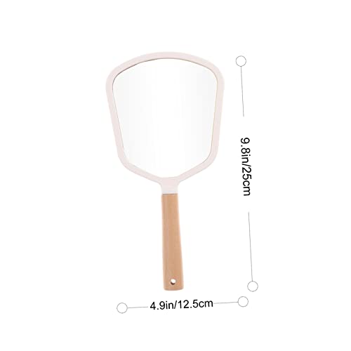 Espejo de mano portátil PRETYZOOM de madera para maquillaje miniatura 6