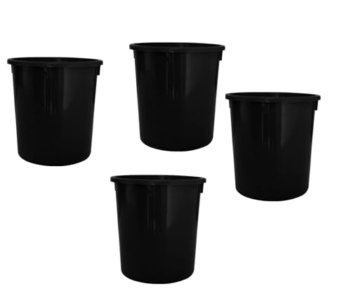 Plastic Storage Bucket, Blue, Round Container, Multipurpose Bin (Black_Pack of 4)-image-49