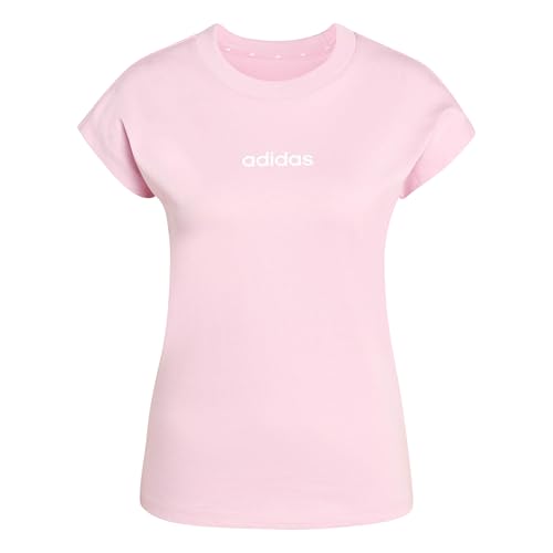 adidas Damen Essentials Linear Cotton T-Shirt, True Pink/White, M