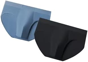 Mens V Shape Nylon Panties – Seamless Breathable Briefs Underwear for Men, Soft Stretchable Innerwear, Mid Rise Solid Panty for Daily, Sports & Travel Wear (L Size, 2 Pieces)