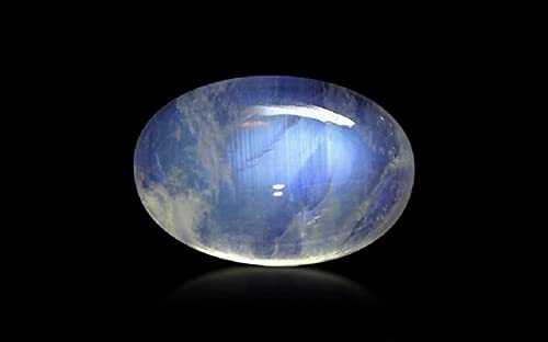 INDIA MADE Pietra di luna arcobaleno naturale 12,25 Ratti ovale 12 x 16 x 6,5 mm 10 mm zirconia cubica/diamante Inc. con certificato di laboratorio-B09FWY772R
