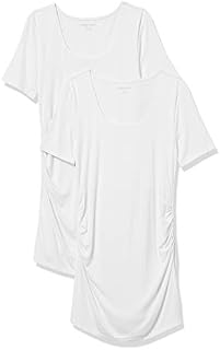 Amazon Essentials Women's Maternity Short-Sleeve Rouched Scoopneck T-Shirt, Pack of 2