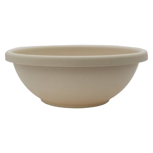 The HC Companies Shallow Planter with Drainage - Contemporary Garden Bowl Planter for Flowers, Herbs & More - Round Succulent Planter Pot for Indoors and Outdoors (20" Cottage Stone, Pack of 1)