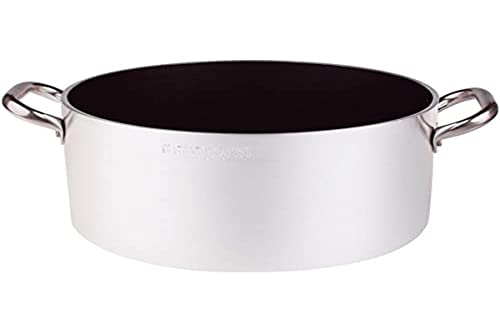 Pentole Agnelli ALSA2104S36 Casseruola Alta con Maniglie, Alluminio, Argento, 36 cm