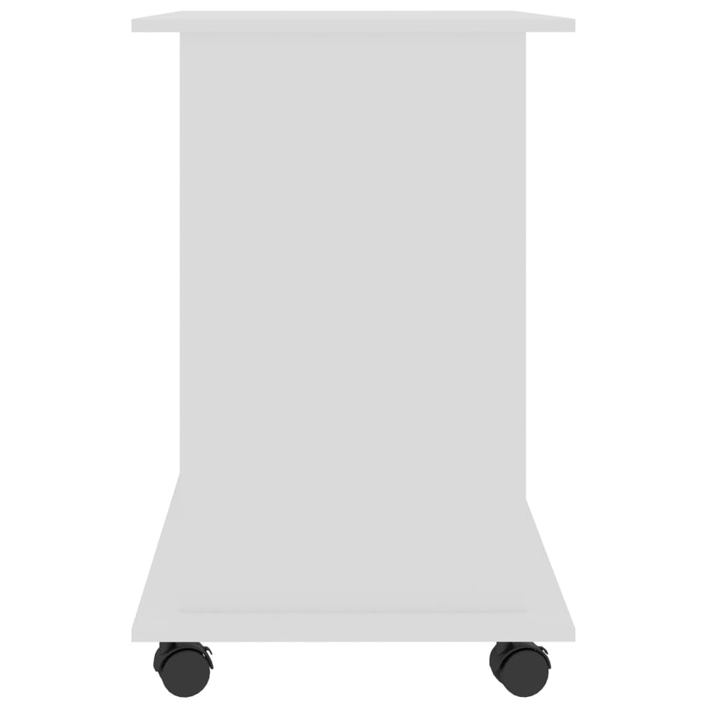 Scrivania bianca 80 x 50 x 75 cm, materiale in legno, scrivania compatta con ripiano per tastiera, ruote, ideale per casa, ufficio, giochi, cameretta dei bambini