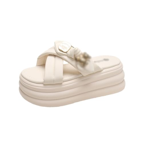 HBJWOV Thick Sole Sponge Cake Sole Round Toe Toe Women S High Heel Sandals and Slippers Women S Shoes