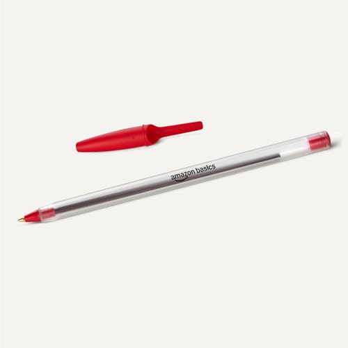 Image of Amazon Basics Ballpoint Pens, Medium Point 1.0mm, Red Ink, 12-Pack