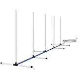 Caviresta White 4-Piece Dog Agility Pack: 106.3in Ground-Stable Weave Poles, 32.8ft Quick-Connect Spray Tube, Ergo Whistle, 600D Zippered Bag