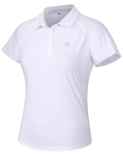 Consejos para Comprar Polos para Mujer de esta semana. 48 Pioneer Camp - Camisa polo de manga corta para mujer, UPF 50+, cuello de secado rápido, para tenis, trabajo, atletismo, 4 botones, Blanco, M