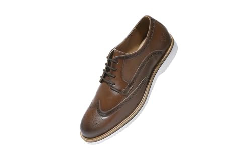 Image of Neeman's Luxe Brogues for Men | Antique Finish Faux Leather (PU) with Mendelian Brogue Pattern | Comfortable Semi-Casual Brogues