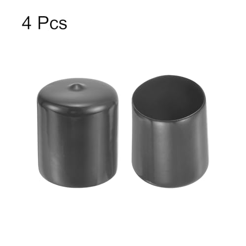 Image of uxcell 4pcs Rubber End Caps 37mm(1 7 /16 inch) ID Vinyl Round End Cap Cover Screw Thread Protectors Dark Grey, 30mm Height