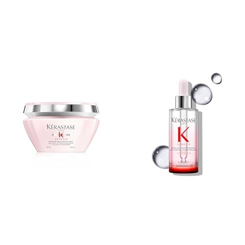 Genesis Hair Serum, Nourishing & Fortifying Leave-In Conditioner, For Weakened Hair, With Ginger Root & Edelweiss Flower & Kérastase Genesis, Nourishing & Fortifying Anti-Hair Fall Mask