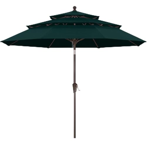 Image of MASTERCANOPY 9ft 3-Tier Olefin Patio Umbrella, Peacock Blue
