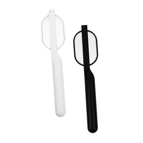 Mikinona 2 Piezas Espejo De Inspección De Pestañas Extensiones Pinzas Espejo De Mano con Mango Tenue Magnificado Latigazo Equipo Pinos Ojo Luces Dramático Triple Banda Vista Espejo Acrílico