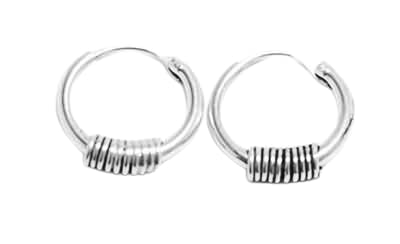 Women's Classic Bali Silver Hoop Earring (Silver)